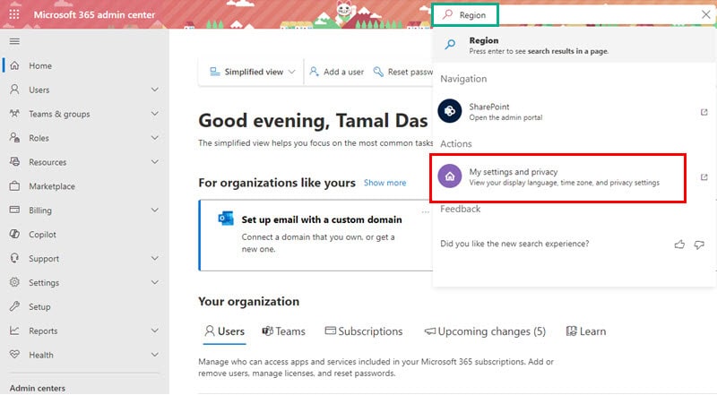 My settings and privacy