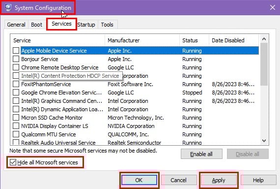 Services system config