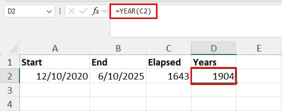 Using YEARS for fraction