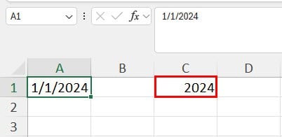 YEAR function working