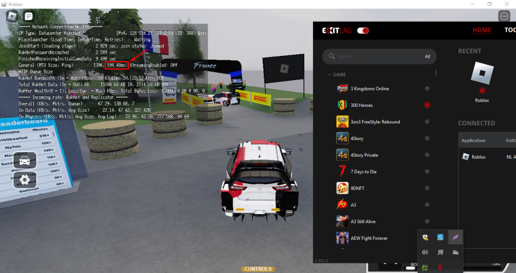 Ping after connecting to ExitLag