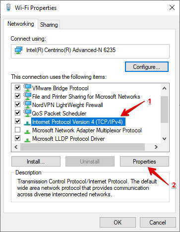 select Internet Protocol Version 4 (TCP/IPv4)