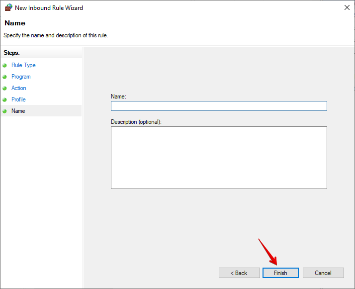 Enter a name and description