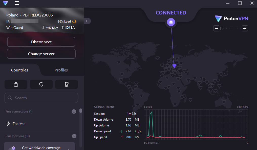 Proton VPN connected